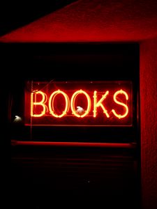 Preview wallpaper books, sign, neon, text, red