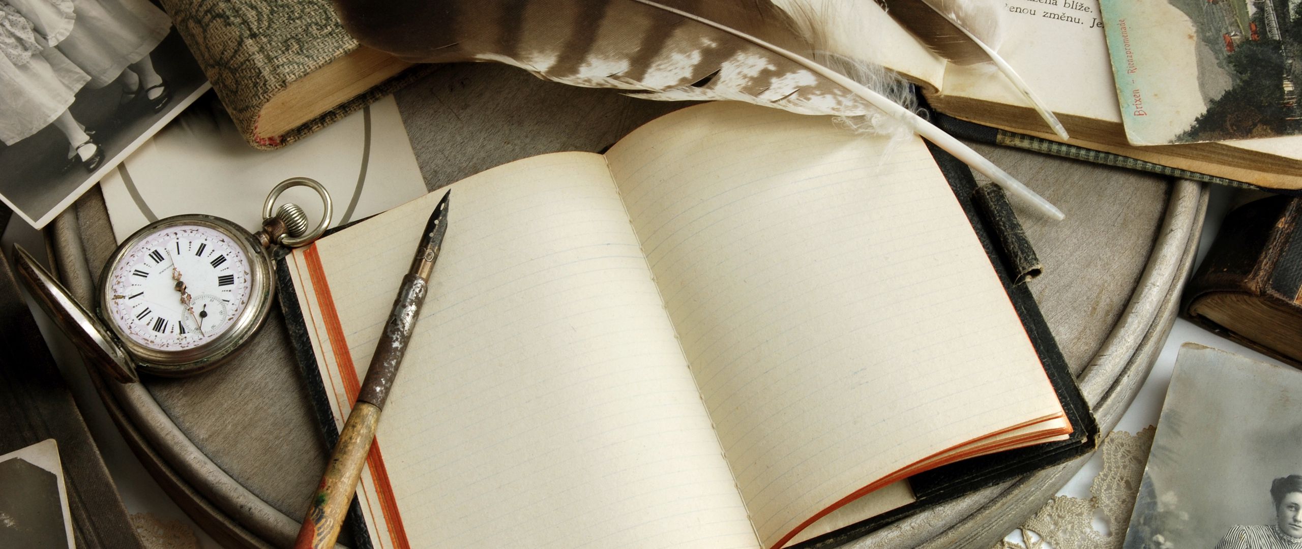 Download Wallpaper 2560x1080 Books Vintage Paper Cards Notebook Retro Dual Wide 1080p Hd Background