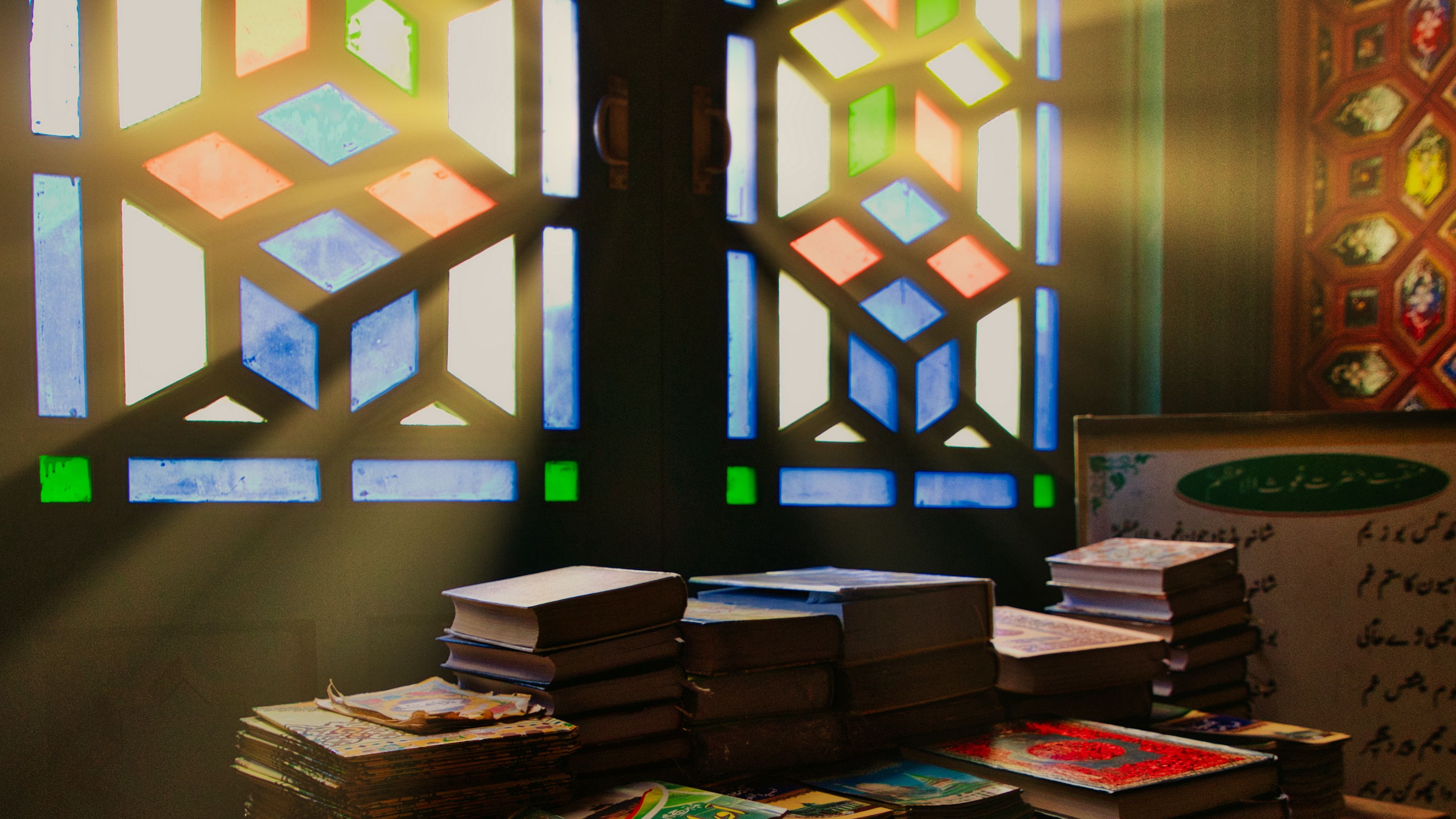 Download wallpaper 3840x2160 books, window, light, rays 4k uhd 16:9 hd