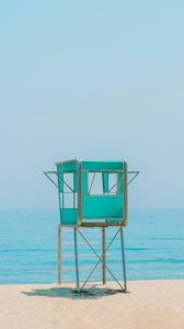 Preview wallpaper booth, beach, sand, sea, horizon