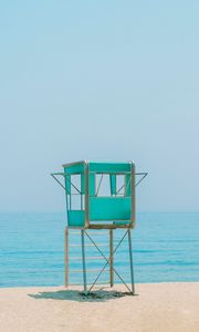 Preview wallpaper booth, beach, sand, sea, horizon