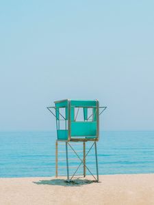 Preview wallpaper booth, beach, sand, sea, horizon