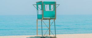 Preview wallpaper booth, beach, sand, sea, horizon