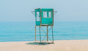 Preview wallpaper booth, beach, sand, sea, horizon