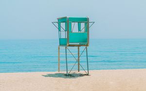 Preview wallpaper booth, beach, sand, sea, horizon