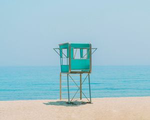 Preview wallpaper booth, beach, sand, sea, horizon