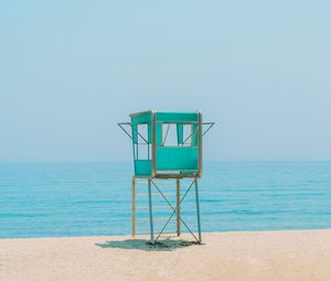 Preview wallpaper booth, beach, sand, sea, horizon
