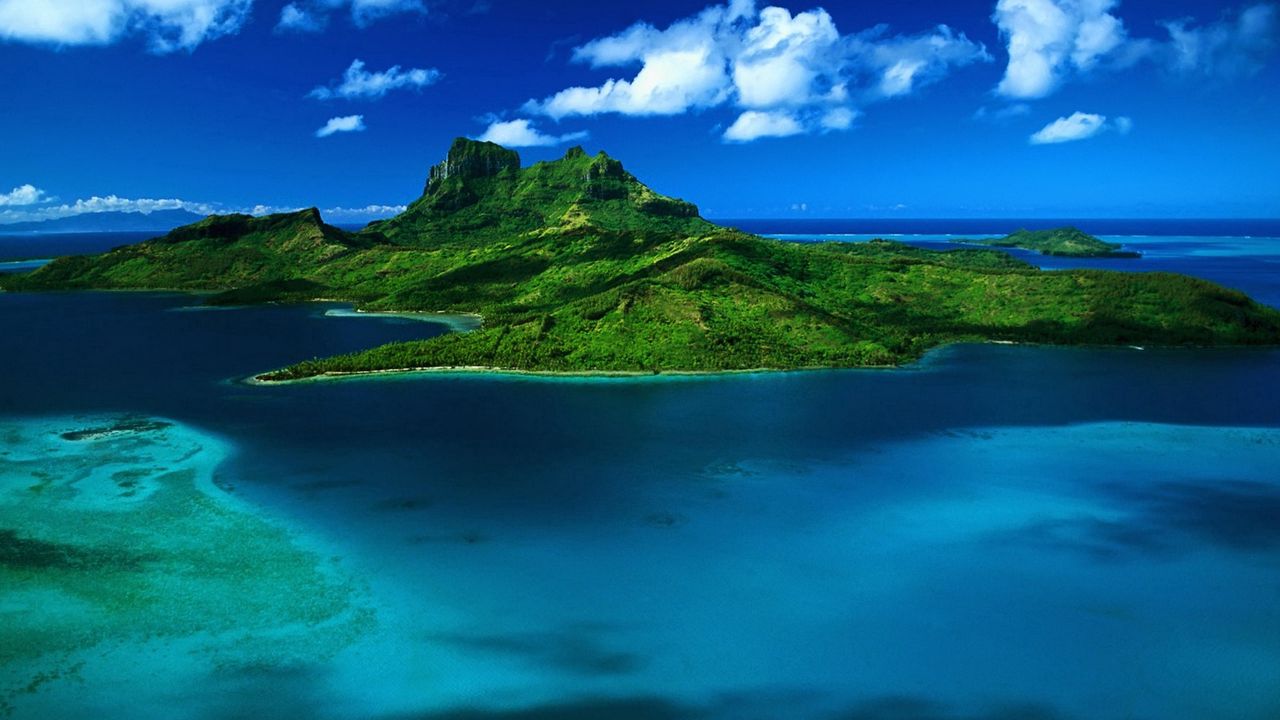 Wallpaper bora bora, island, sea, greens, land