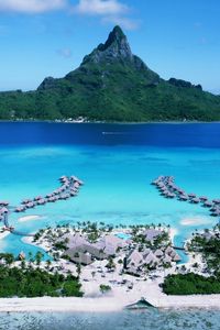 Preview wallpaper bora-bora, resort, islands, pacific ocean, hotel, chaise lounges, rest