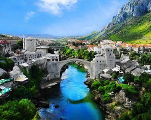 Preview wallpaper bosnia and herzegovina, mostar old town, mostar, nature, landscape