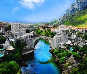 Preview wallpaper bosnia and herzegovina, mostar old town, mostar, nature, landscape