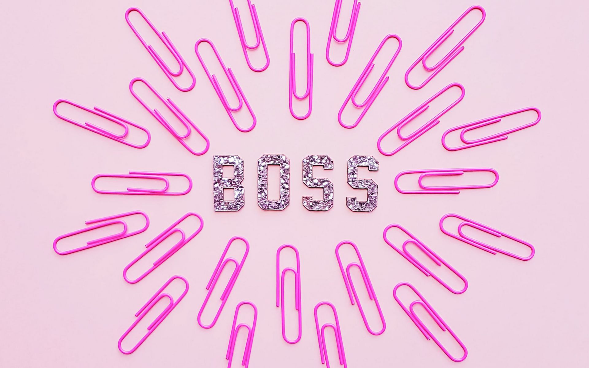 Download wallpaper 1920x1200 boss, word, glitter, paper clip, pink ...