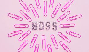 Preview wallpaper boss, word, glitter, paper clip, pink