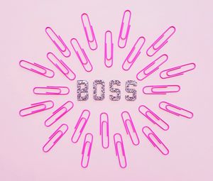 Preview wallpaper boss, word, glitter, paper clip, pink