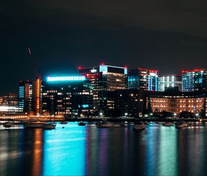 Preview wallpaper boston, usa, buildings, city lights, night