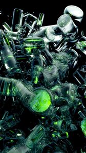Preview wallpaper bottles, glass, debris, explosion, dynamics