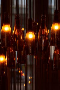 Preview wallpaper bottles, lamps, lights, glass, dark