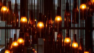 Preview wallpaper bottles, lamps, lights, glass, dark