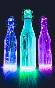 Preview wallpaper bottles, neon, light, liquid