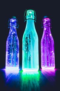 Preview wallpaper bottles, neon, light, liquid