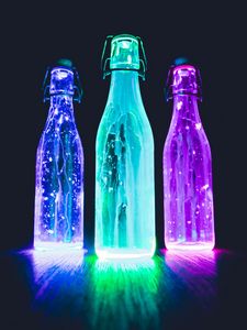 Preview wallpaper bottles, neon, light, liquid