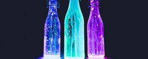 Preview wallpaper bottles, neon, light, liquid