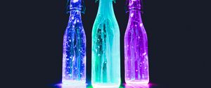 Preview wallpaper bottles, neon, light, liquid