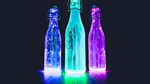 Preview wallpaper bottles, neon, light, liquid