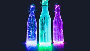 Preview wallpaper bottles, neon, light, liquid