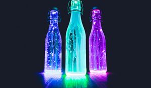 Preview wallpaper bottles, neon, light, liquid