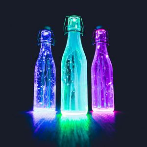 Preview wallpaper bottles, neon, light, liquid