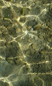 Preview wallpaper bottom, underwater, water, stones, glare