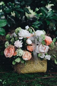 Preview wallpaper bouquet, basket, flowers, composition