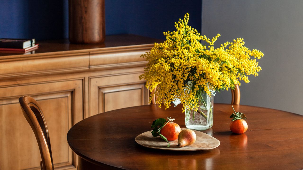 Wallpaper bouquet, flowers, fruit, table, chair, still life