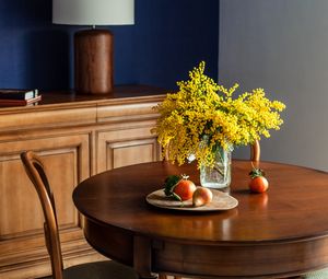 Preview wallpaper bouquet, flowers, fruit, table, chair, still life
