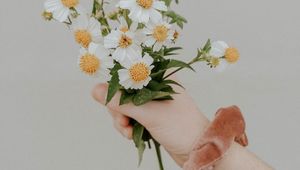 Preview wallpaper bouquet, flowers, hand, white