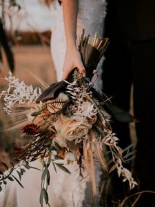 Preview wallpaper bouquet, flowers, hands, wedding