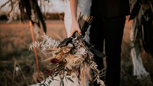 Preview wallpaper bouquet, flowers, hands, wedding