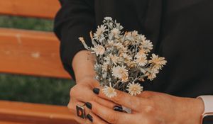 Preview wallpaper bouquet, flowers, hands, ring, girl