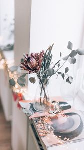 Preview wallpaper bouquet, flowers, vase, decor, light