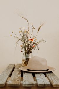 Preview wallpaper bouquet, hat, flowers, spikelets, daisies, poppies