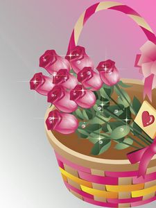 Preview wallpaper bouquet, roses, basket, pink