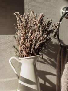 Preview wallpaper bouquet, stems, dry, vase, light