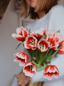 Preview wallpaper bouquet, tulips, red, flowers