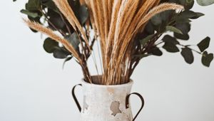 Preview wallpaper bouquet, vase, spikelets, branches, composition