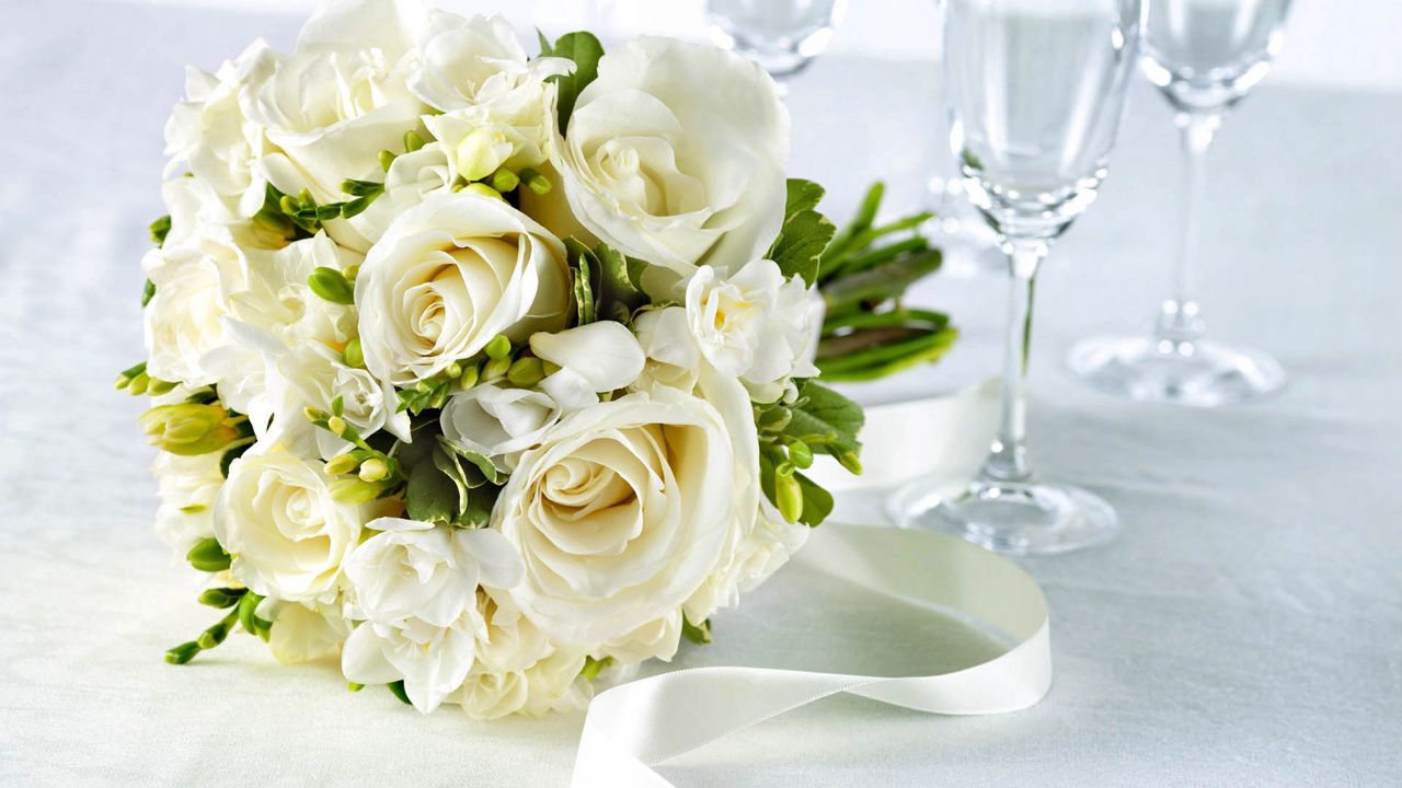 Wallpaper bouquet, white, rose, decoration