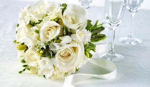 Preview wallpaper bouquet, white, rose, decoration