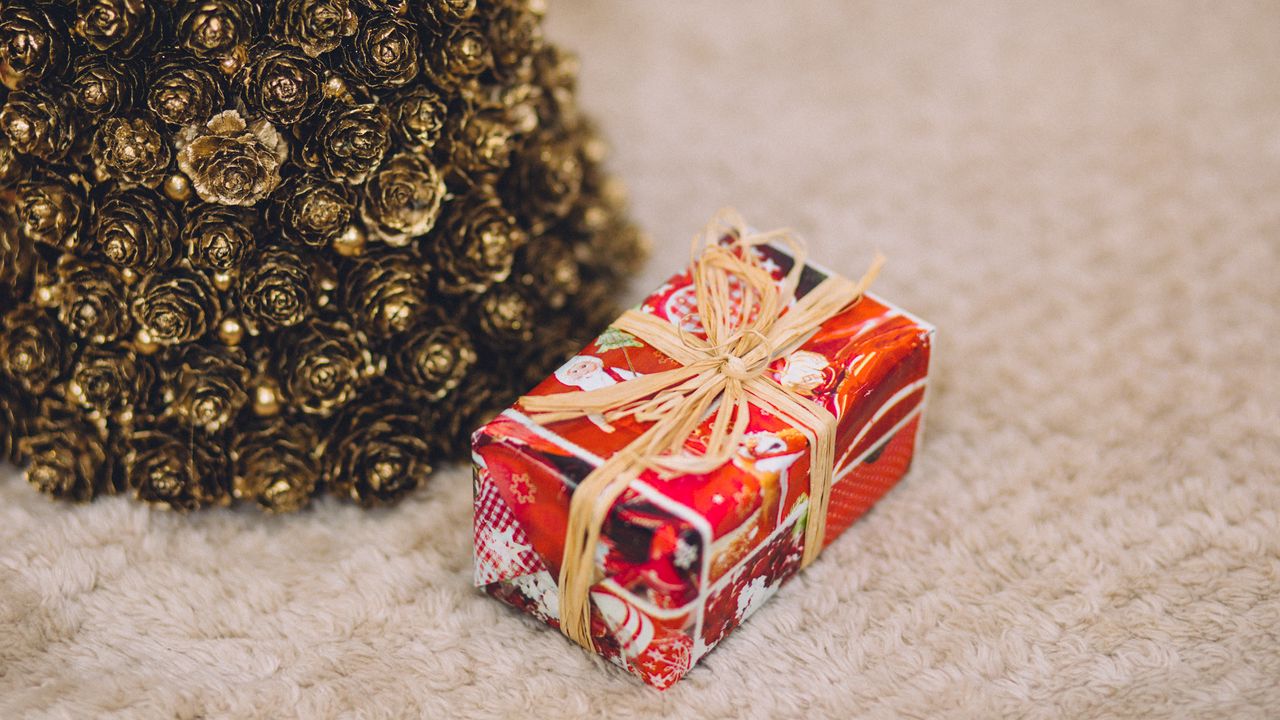 Wallpaper box, gift, ornaments, christmas, new year