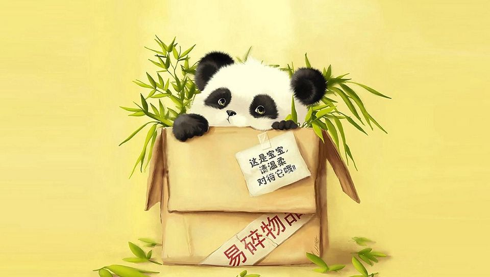 Download Wallpaper 960x544 Box Panda Grass Paper Drawing Playstation Ps Vita Hd Background