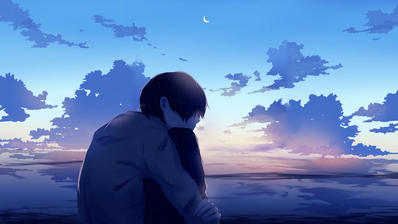 Wallpaper boy, alone, sad, anime